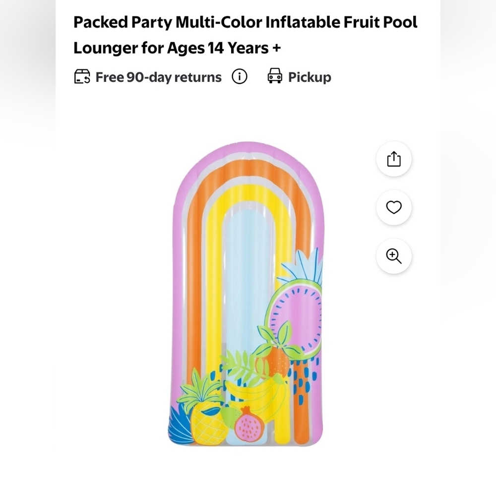 New Packed Party Multi Color Inflatable Fruit Floating Pool Lounger 75 inch Long